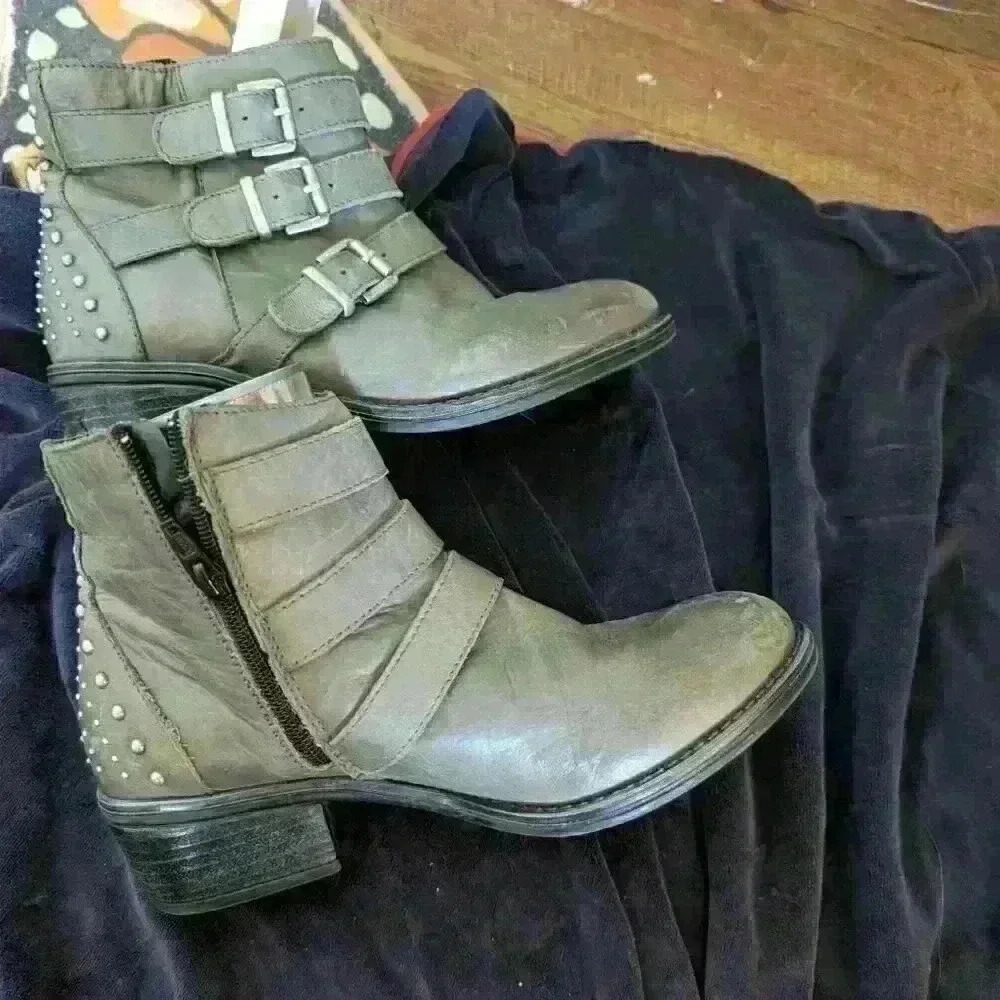 Eric Michael grey leather booties size eu 37 - Picture 2 of 3